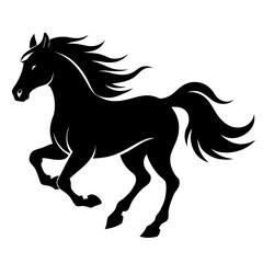 Galloping Horse Silhouette Isolated on White Background