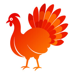 Stylized Turkey Silhouette for Thanksgiving on White Background