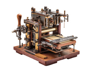 Fototapeta premium Antique printing press, intricate machinery