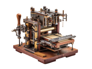 Antique printing press, intricate machinery