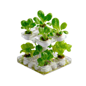 Two-tiered hydroponic planter with lush green leafy plants
