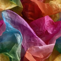 Seamless pattern of  colorful crumpled fabric texture with soft light shows abstract modern design creative art and vibrant decorative concept.