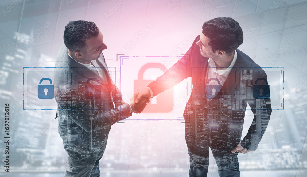 Aufkleber digital security concept illustrating a cybersecurity breach, with a red unlocked padlock indicating