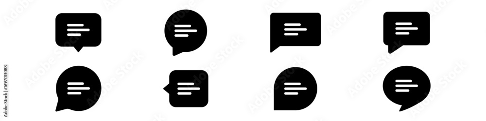 Poster set of chat message bubbles vector icon. communication icons. talk bubble, dialog. web icon set. onl