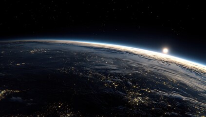 Fototapeta premium planet earth from space, with lights and city glow