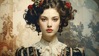 Portrait of a woman in antique style dress