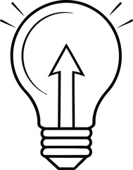 light bulb outline with arrow going upward.