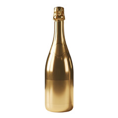 3D Gold champagne bottle elegant isolated on white background