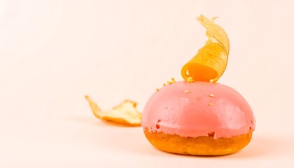 Pink glazed donut with orange zest
