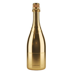 3D Gold champagne bottle elegant isolated on white background