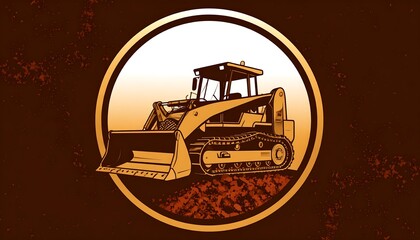  Goldtoned Bulldozer Graphic Circular