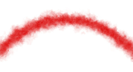 Curved arc of glowing red smoke, fog, or steam on transparent background. Ideal for overlays, mockups, special effects, and atmospheric compositions in digital and motion design.