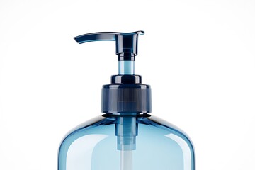 Obraz premium Close Up of a Blue Plastic Pump Dispenser Bottle on White Background