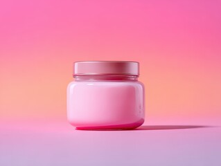 Pink Moisturizer Cream in Jar on Pink Gradient Background