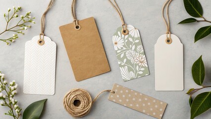 Stunning photo of hangtag mockups, Hanging label tag mockup, favor tag mockup, wedding favor tag mockup, swing tag mockup; A versatile template. Blank template.