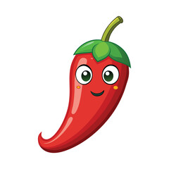 3D Cartoon Red Chili Pepper on Pure White Background