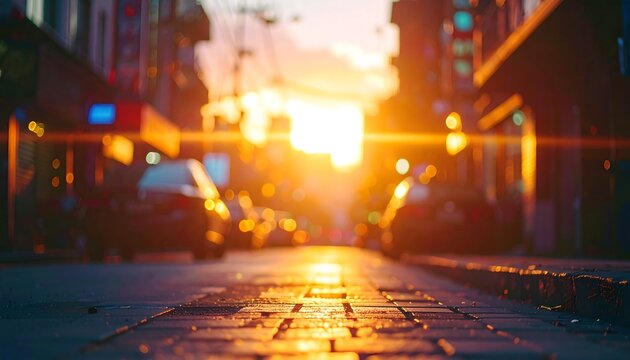 City street at sunset