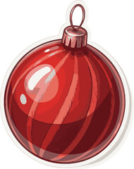 red christmas ornament ball sticker vector.