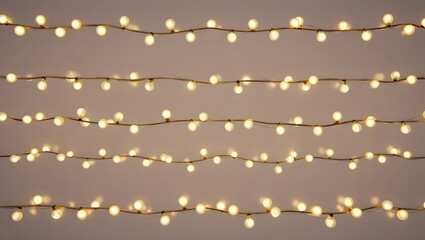 Naklejka premium Softly glowing warm white christmas lights in horizontal rows