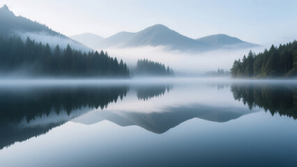 Fototapeta premium morning mist over lake