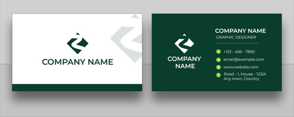 Dual Tone Minimal Business Card Template | Modern Corporate Visiting Card Design with Green Accent

