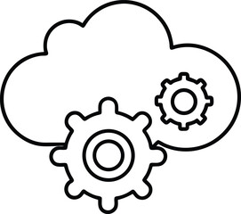 simple line art of cloud with gears.