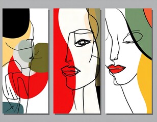 Abstract portraits of women in a minimalist style