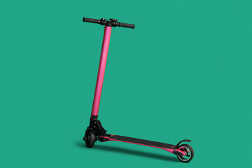 Modern electric scooter on green background