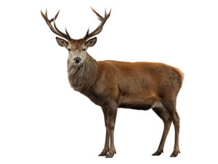 Majestic Red Deer Stag with Antlers, Isolated on Black Background,wildlife,wild