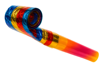 Colorful party horn festive noise maker illustration perfect for New Year’s Eve, holiday celebrations, and seasonal artwork designs
