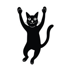  cat jumping up with paws stretched on white background