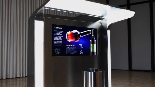 High-Tech Wine Tasting Dispenser with Digital Display in Modern Setting