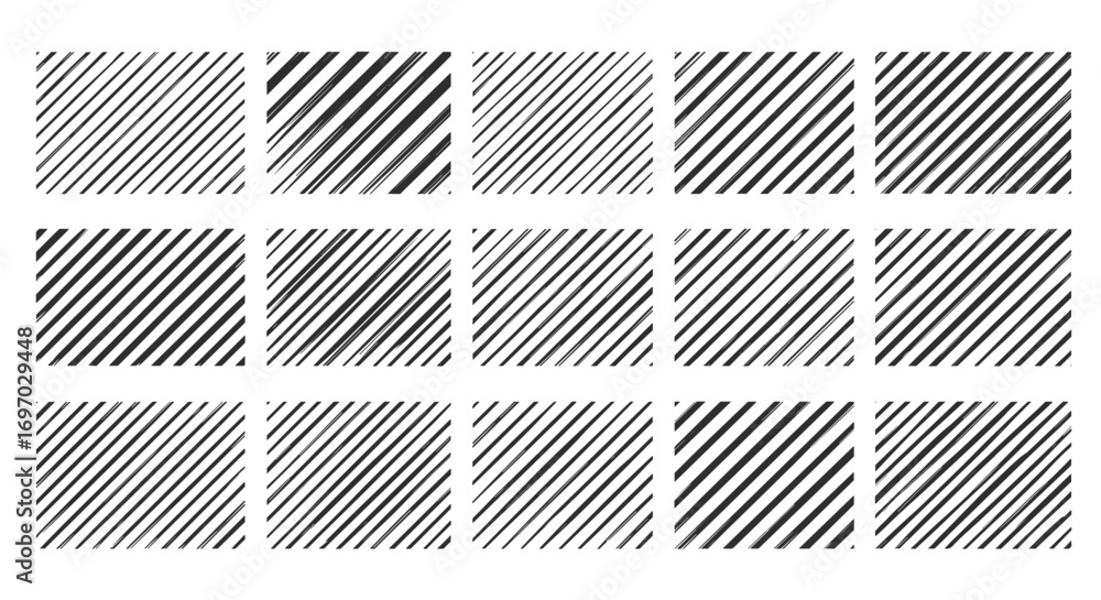 Aufkleber fifteen squares with diagonal line patterns in varying densities and styles