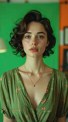 Portrait of a woman with curly hair