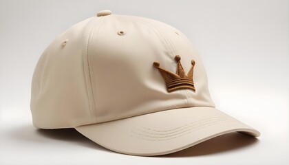 Fototapeta premium Cream-colored baseball cap with crown emblem