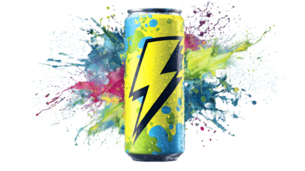 Dynamic Energy Drink Blast with Lightning Bolt Splash
