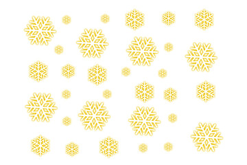 Yellow and white snowflakes on black background