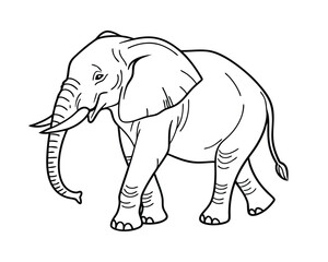 Majestic African Elephant Line Art Illustration for Coloring Books and Educational Materials Wildlife Conservation Symbol Cartoon