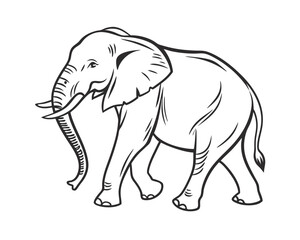 Elegant African Elephant Outline Illustration for Creative Designs and Educational Resources for Wildlife and Conservation Projects