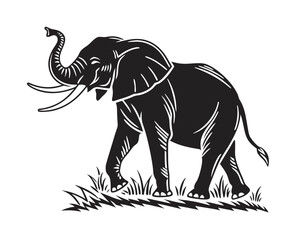 Majestic African Elephant Illustration in Black and White Powerful Symbol of Wildlife and Nature Conservation