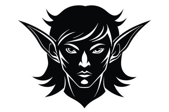 elf face silhouette vector art