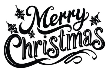 merry xmas lettering silhouette vector art