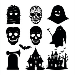 Halloween icons isolated on white background