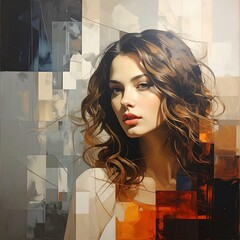 Portrait of a woman with textured background