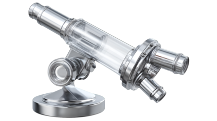 A Shiny Silver and Clear Scientific Device