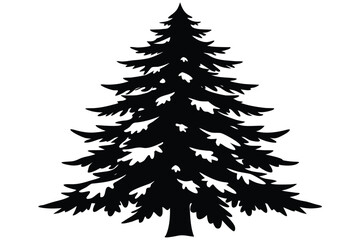 snow covered pine silhouette vector art