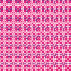 seamless repeating pattern, symmetrical abstract floral shapes arranged in a grid on a hot pink background