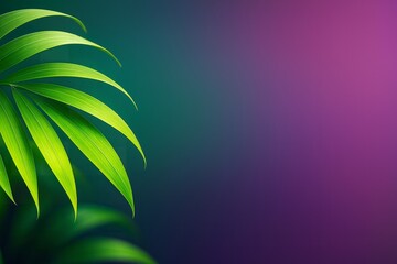 Tropical Palm Leaf on Gradient Background