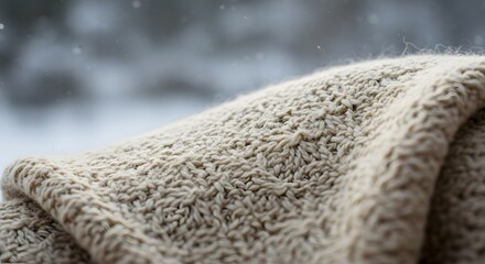 Scandinavian minimal knitted wool texture background in neutral tones for cozy winter-inspired design projects