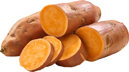 Fresh Sweet Potato Whole and Sliced for Cooking